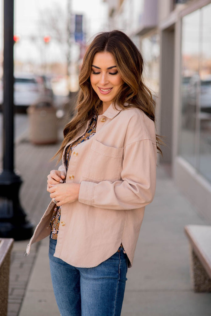 Neutral Basic Shacket - Betsey's Boutique Shop