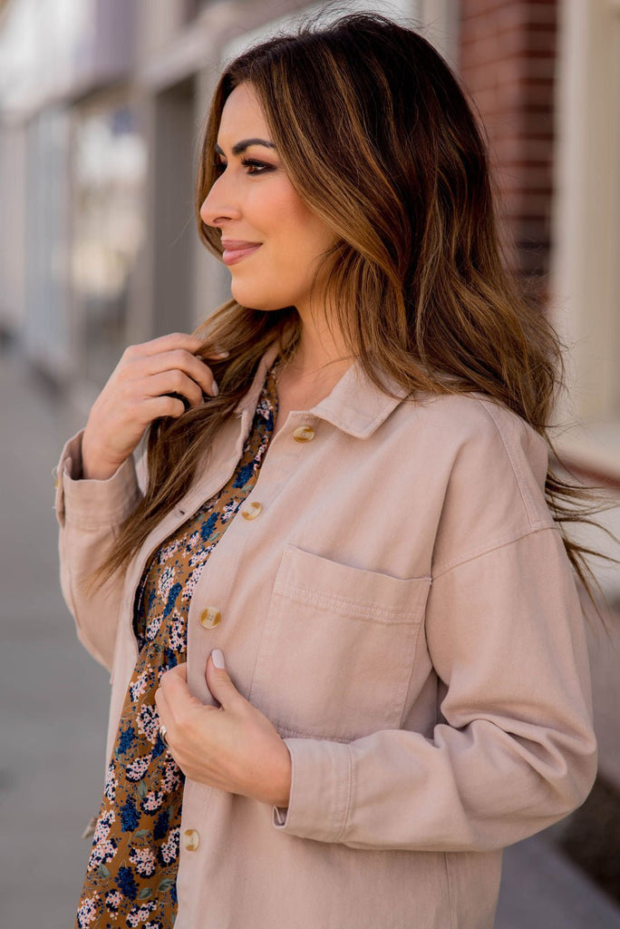 Neutral Basic Shacket - Betsey's Boutique Shop