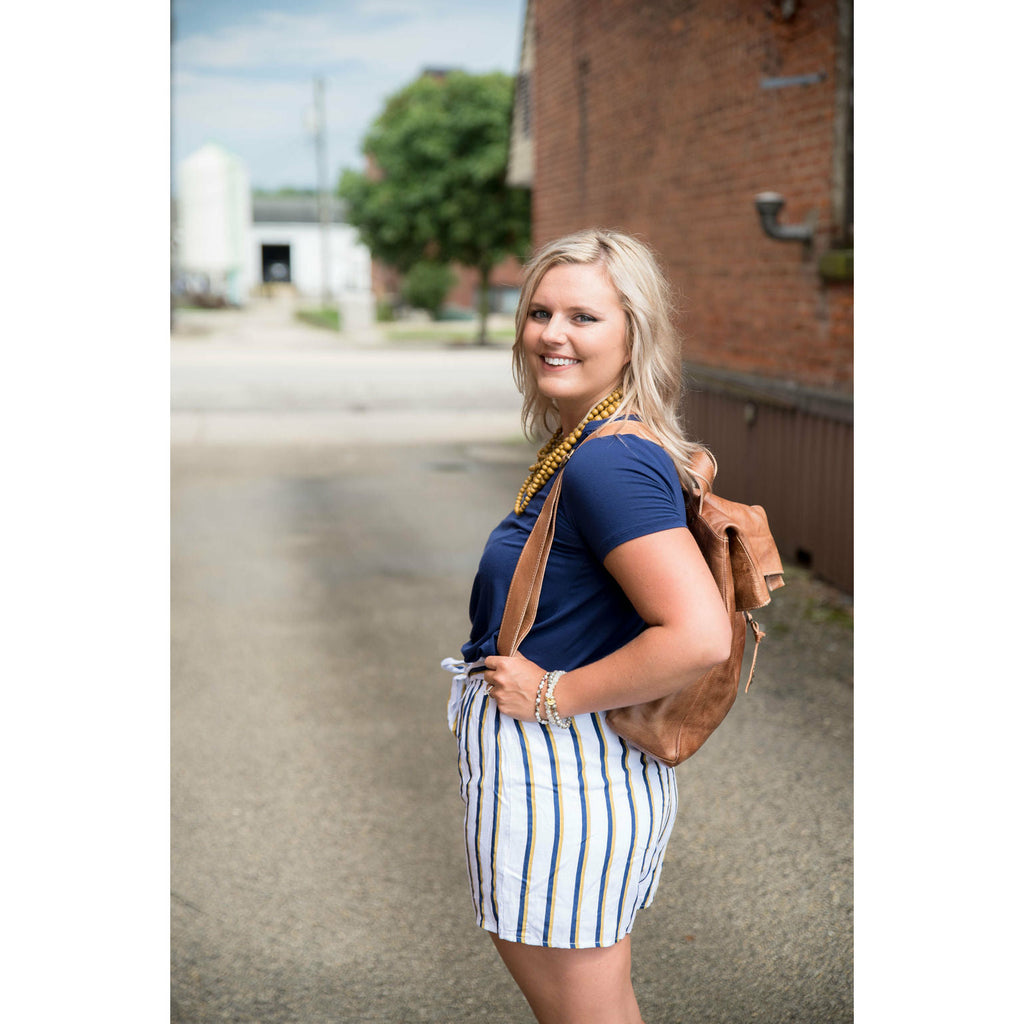 White Striped Shorts - Betsey's Boutique Shop