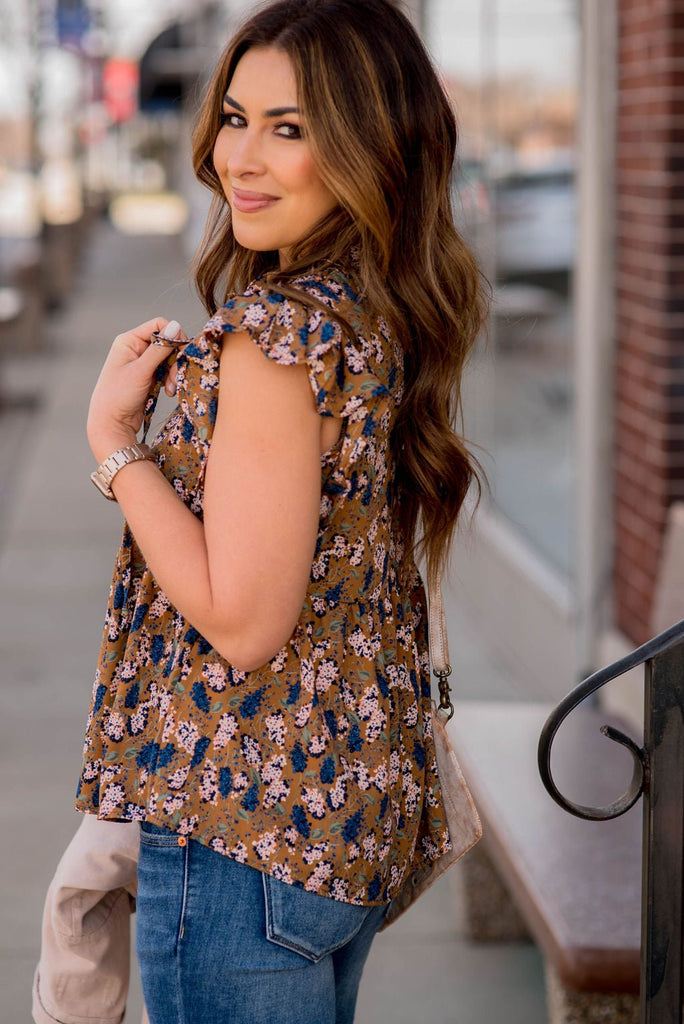 Blossoms Tiered V Blouse - Betsey's Boutique Shop -