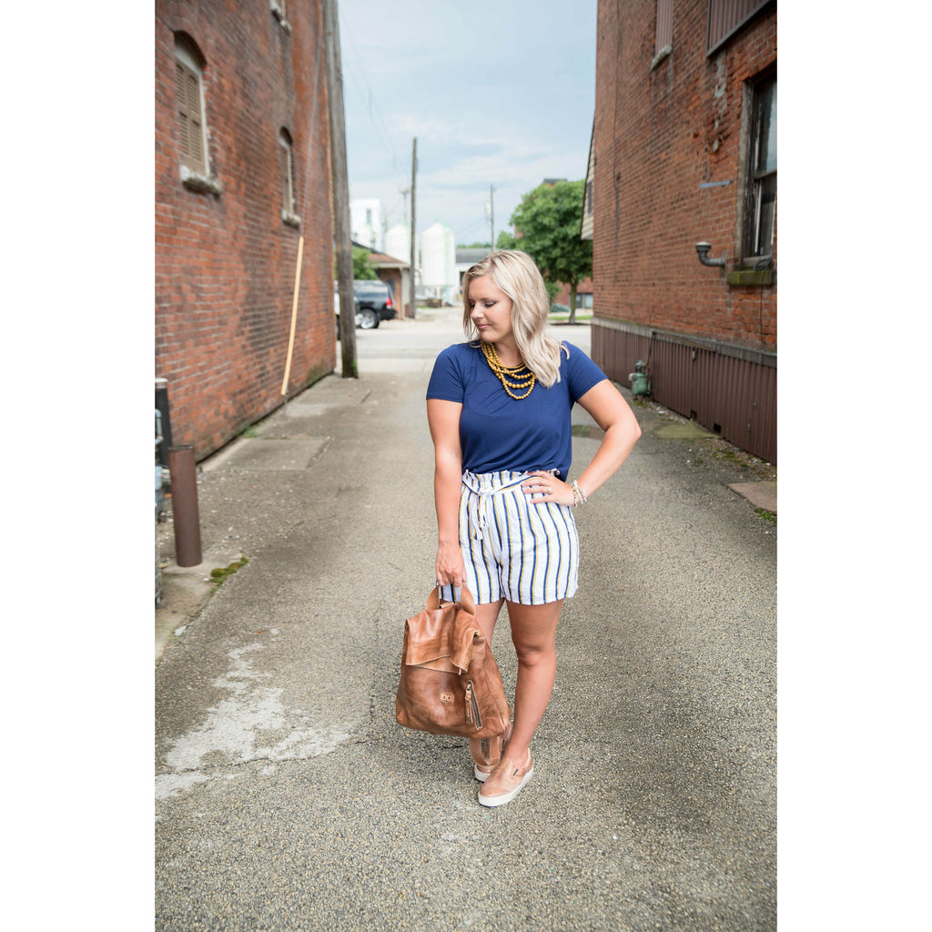 White Striped Shorts - Betsey's Boutique Shop