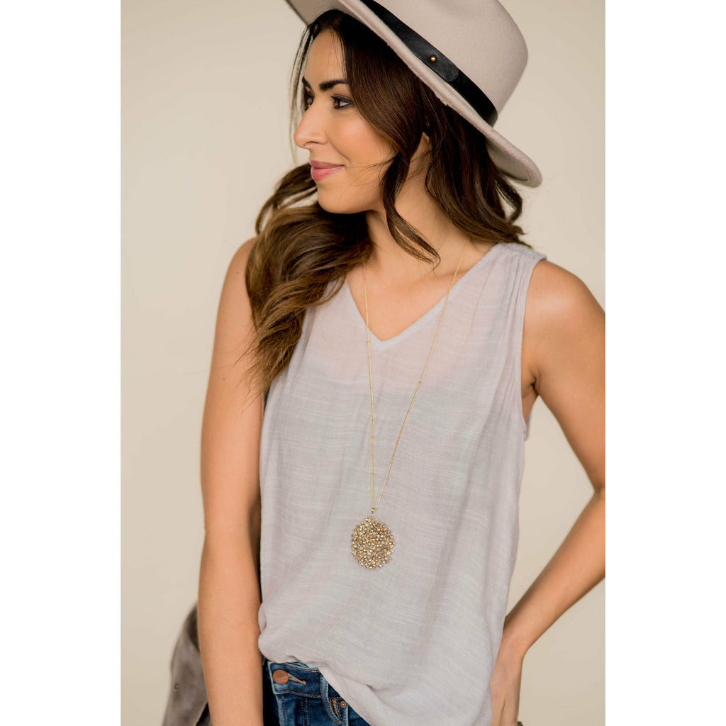 Ruched Tissue V-Neck Tank - Betsey's Boutique Shop