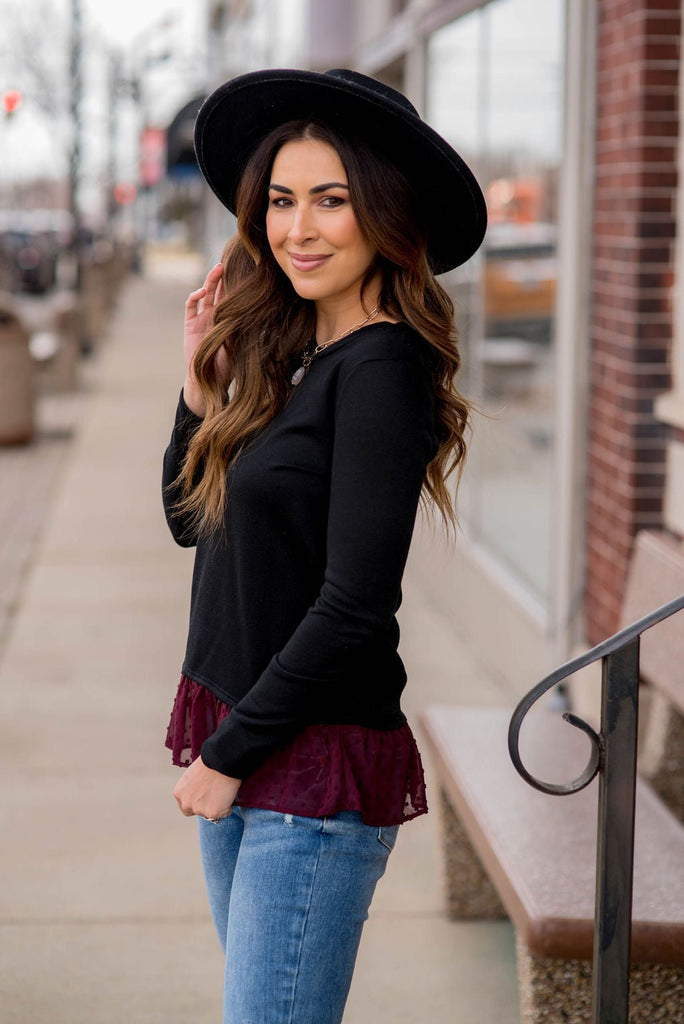 Textured Bottom Sweatshirt - Betsey's Boutique Shop