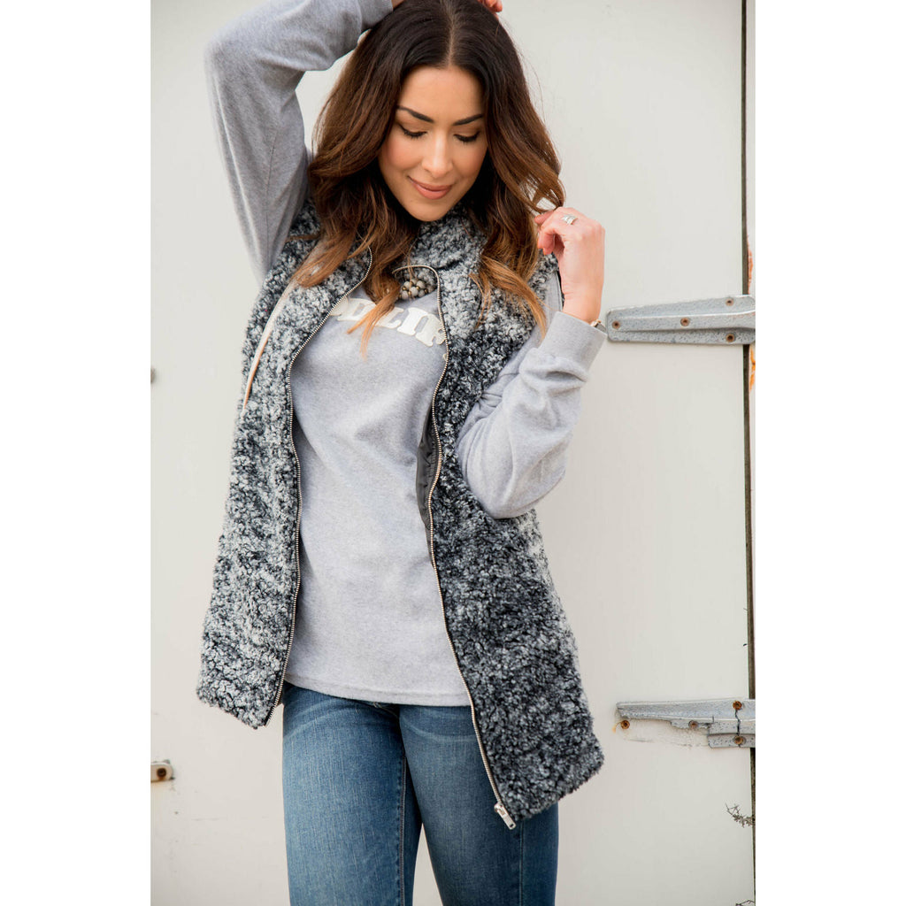 Hint of Color Sherpa Vest - Betsey's Boutique Shop