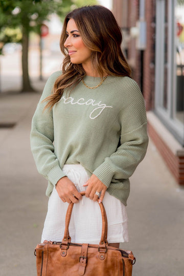 Vacay Stitched Sweater - Betsey's Boutique Shop -