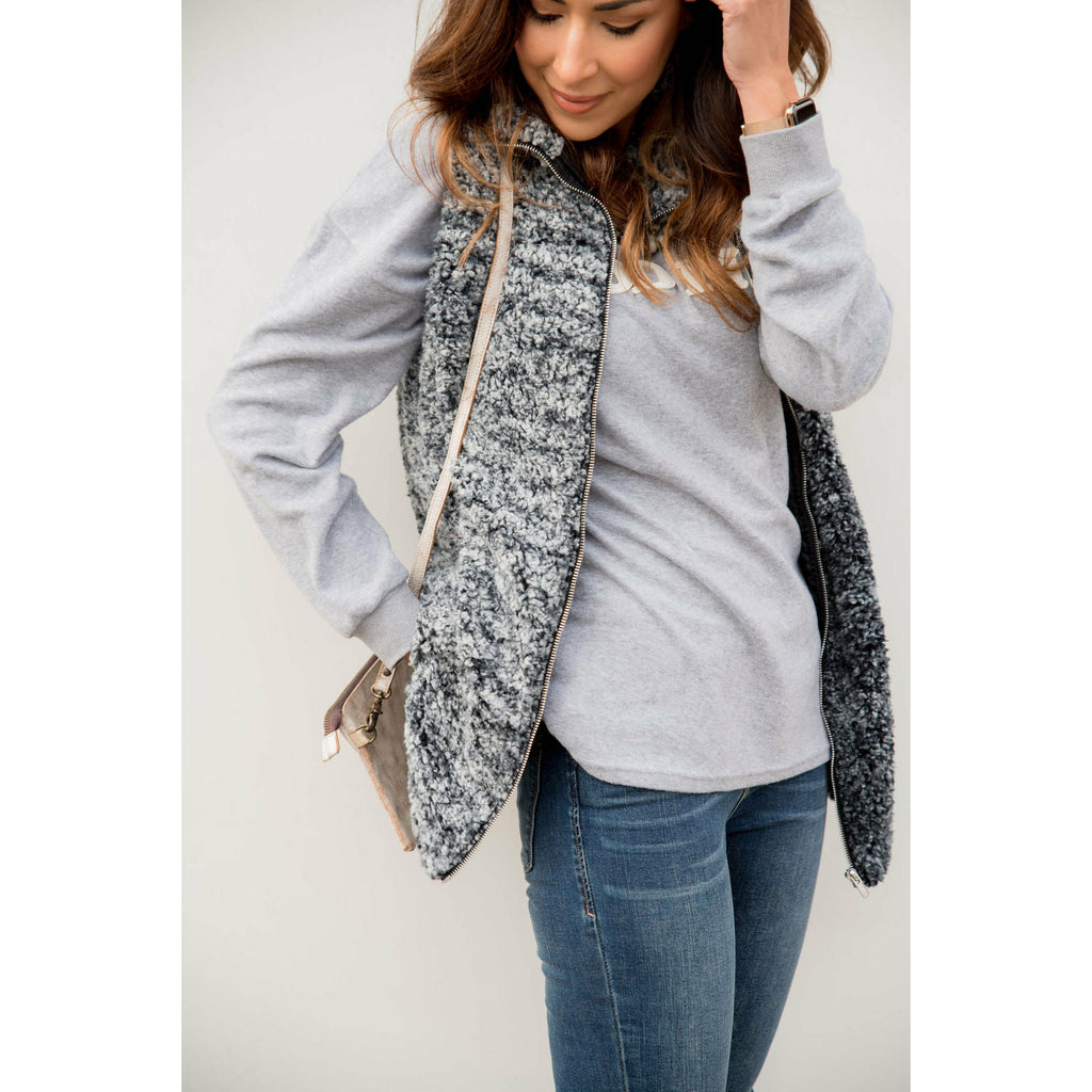 Hint of Color Sherpa Vest - Betsey's Boutique Shop