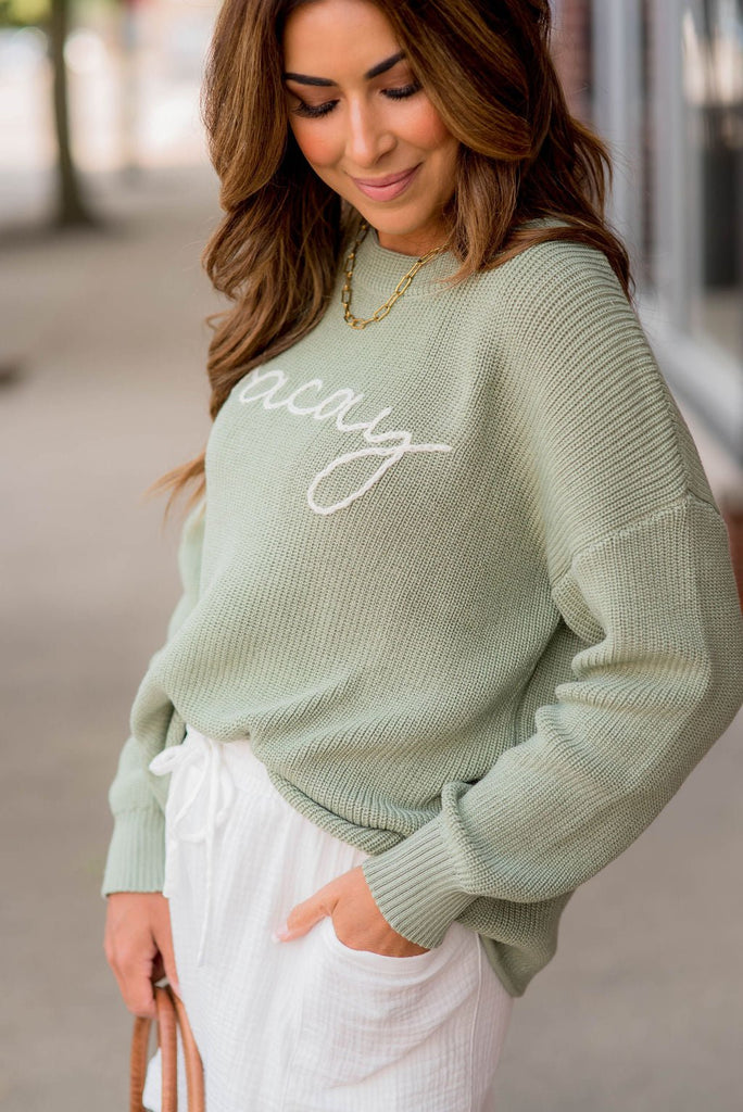 Vacay Stitched Sweater - Betsey's Boutique Shop -