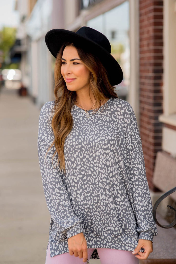 Leopard Lounge Long Sleeve Tee - Betsey's Boutique Shop