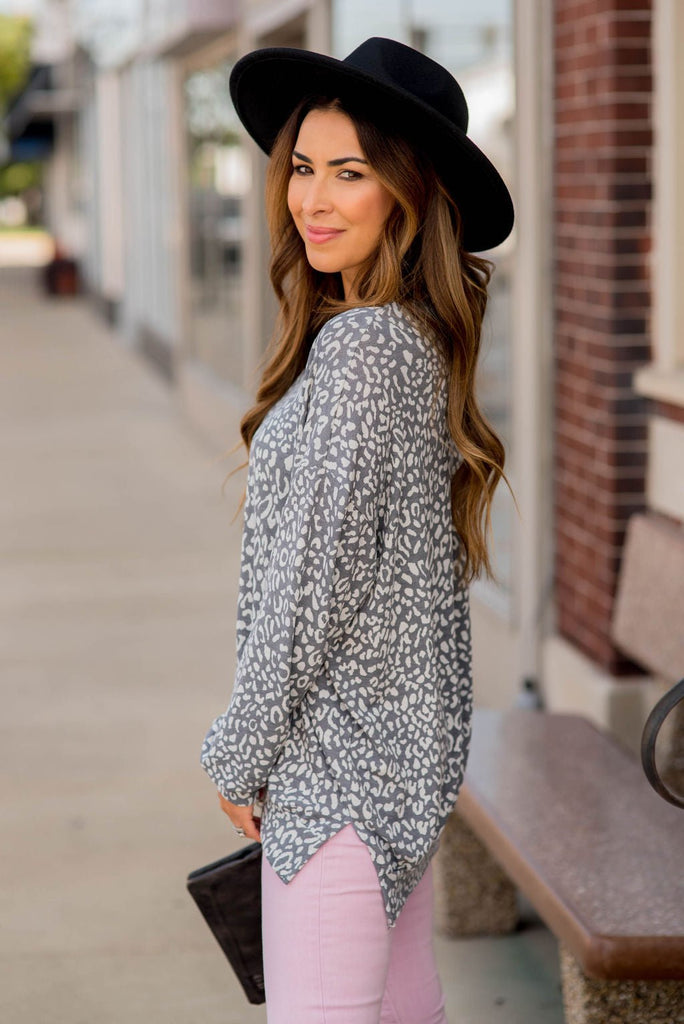 Leopard Lounge Long Sleeve Tee - Betsey's Boutique Shop