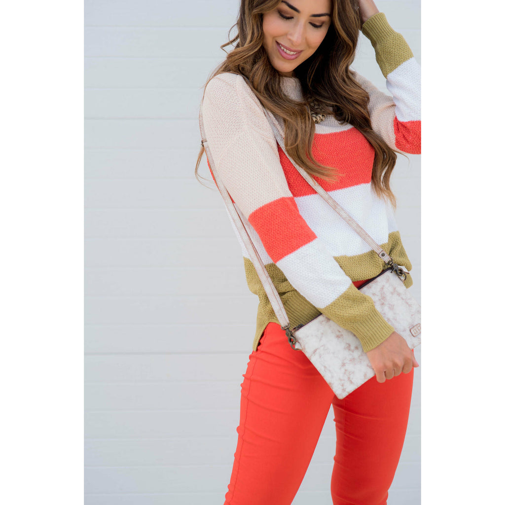 Color Blocked Lightweight Sweater - Betsey's Boutique Shop - Outerwear