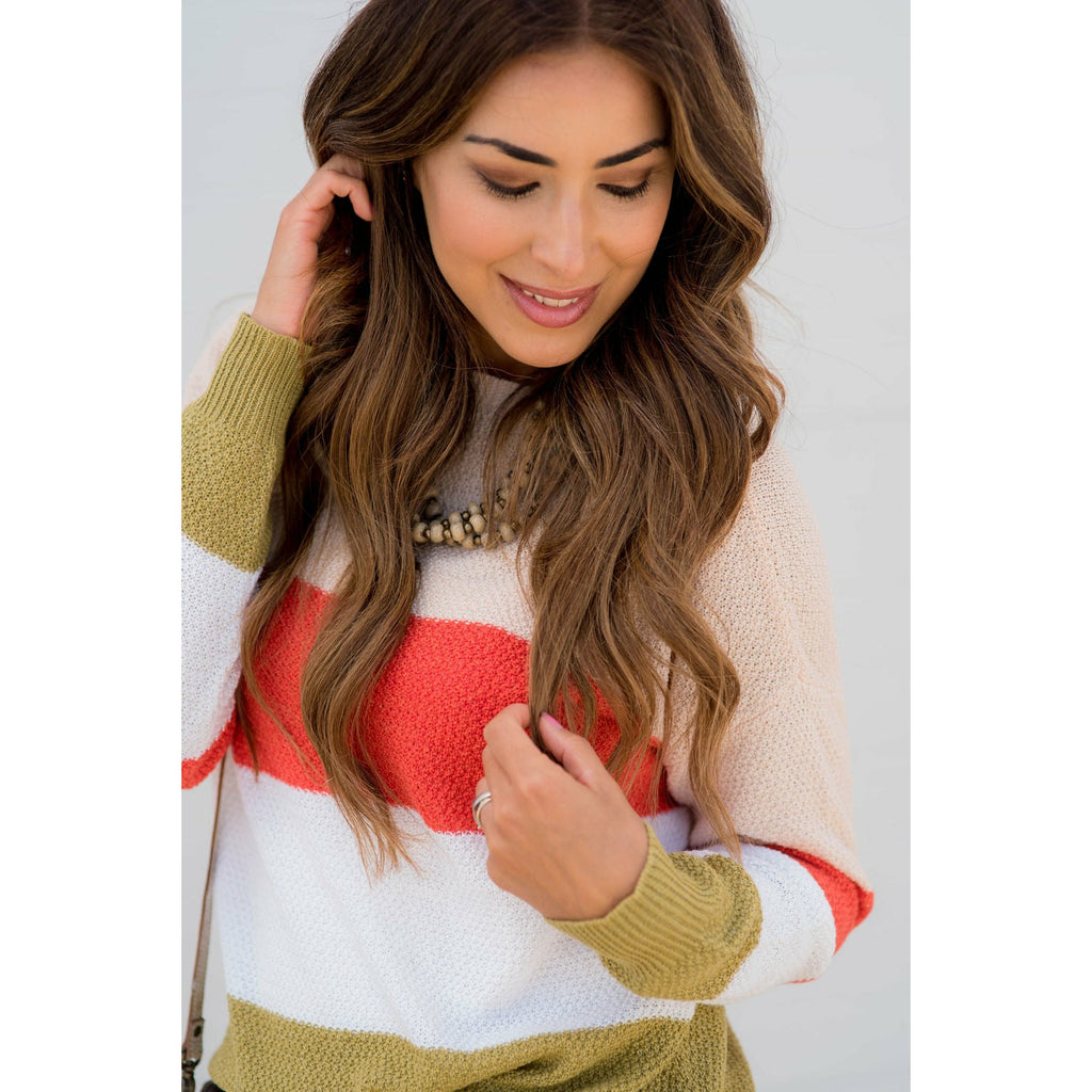 Color Blocked Lightweight Sweater - Betsey's Boutique Shop - Outerwear