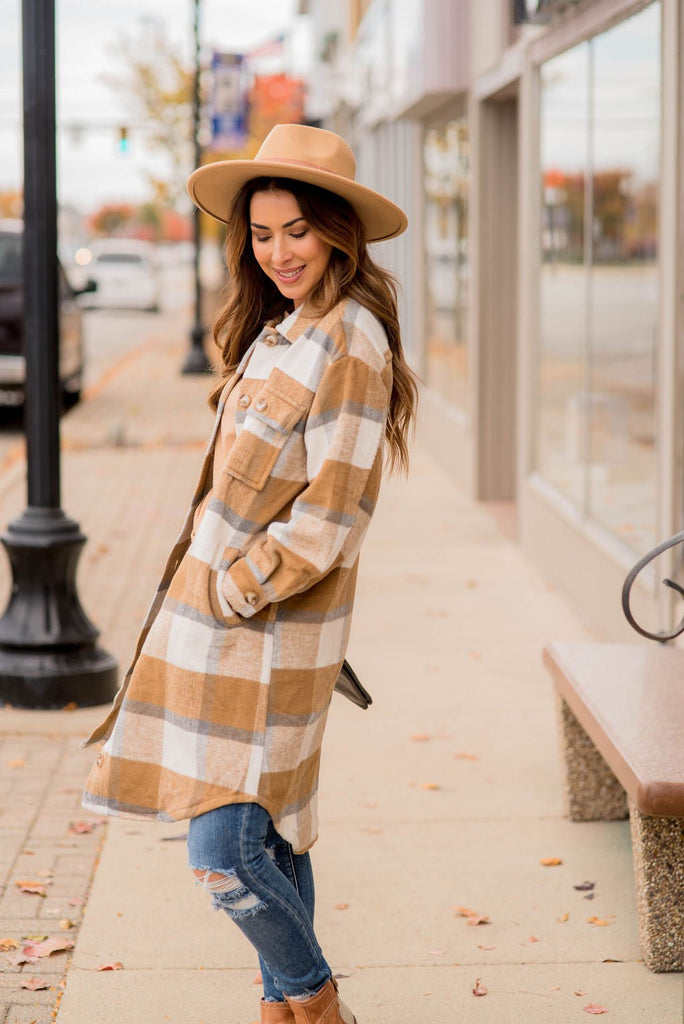 Seize The Day Plaid Tunic Shacket - Betsey's Boutique Shop