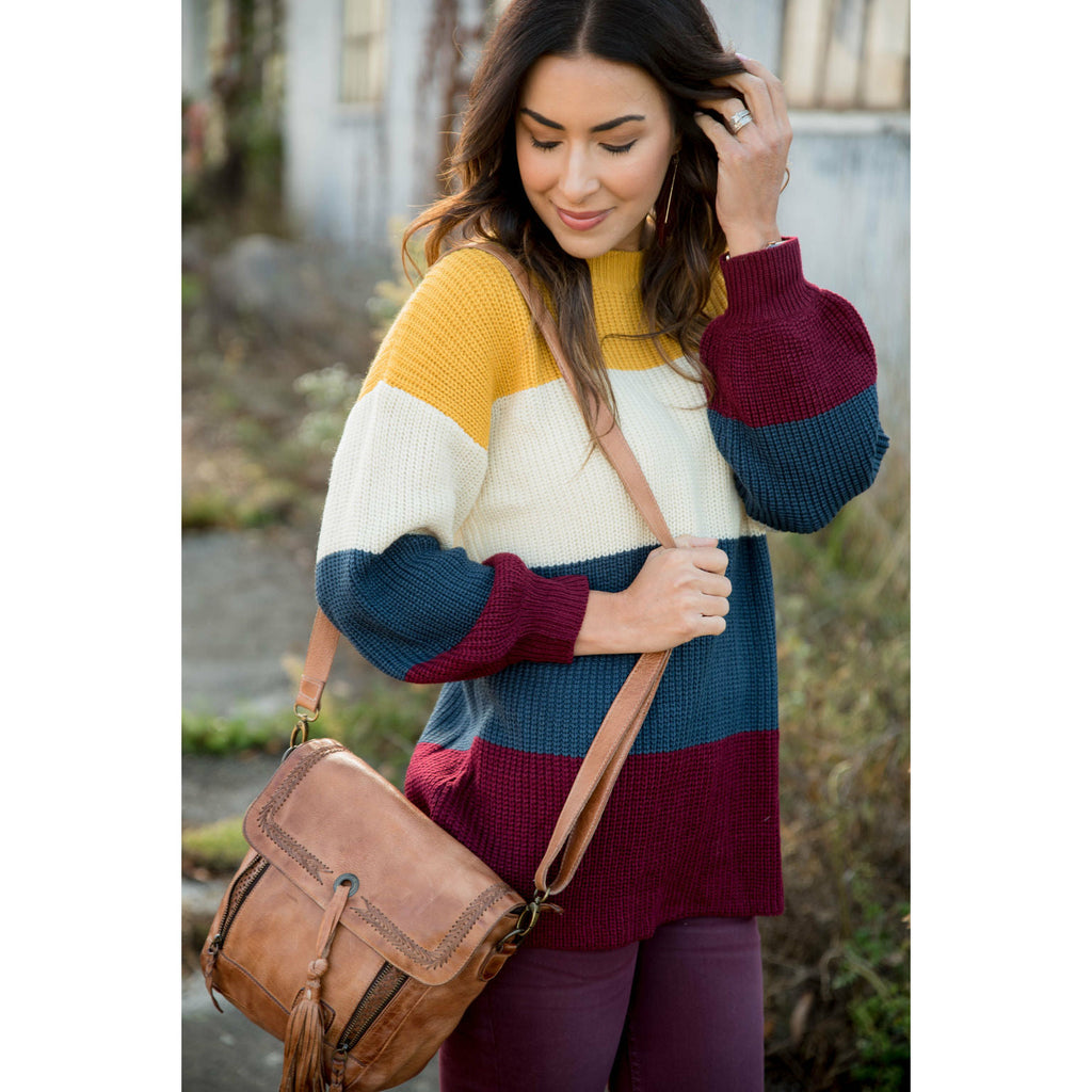 Color Blocked Sweater - Betsey's Boutique Shop - Outerwear