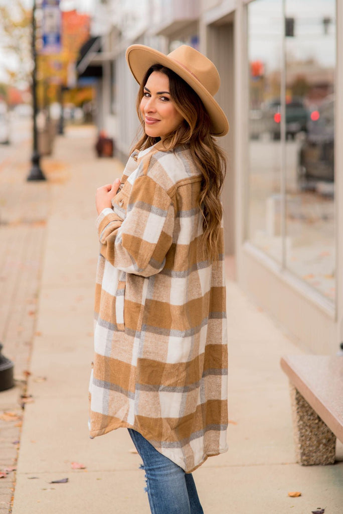 Seize The Day Plaid Tunic Shacket - Betsey's Boutique Shop