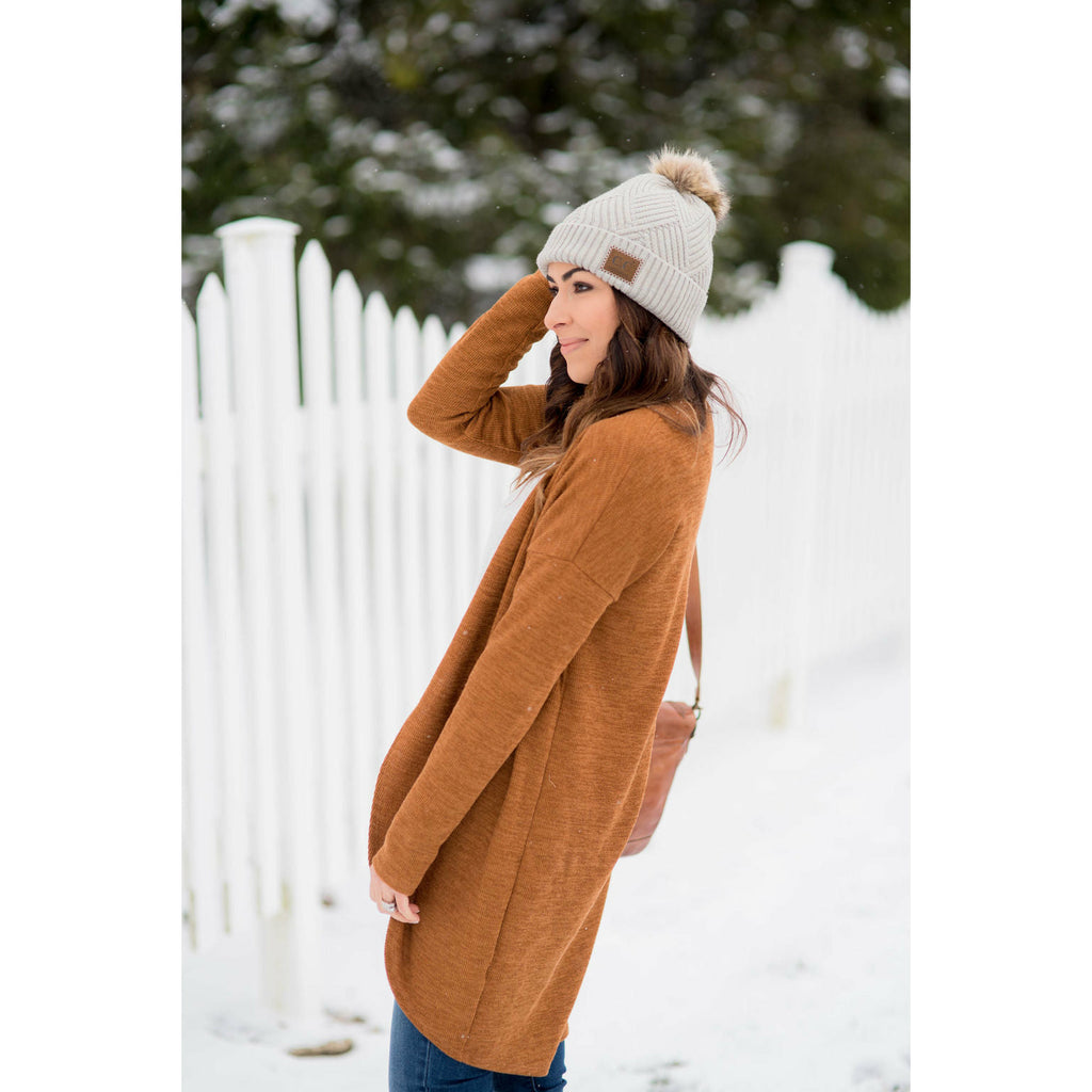 Swoop Cardigan - Cognac - Betsey's Boutique Shop