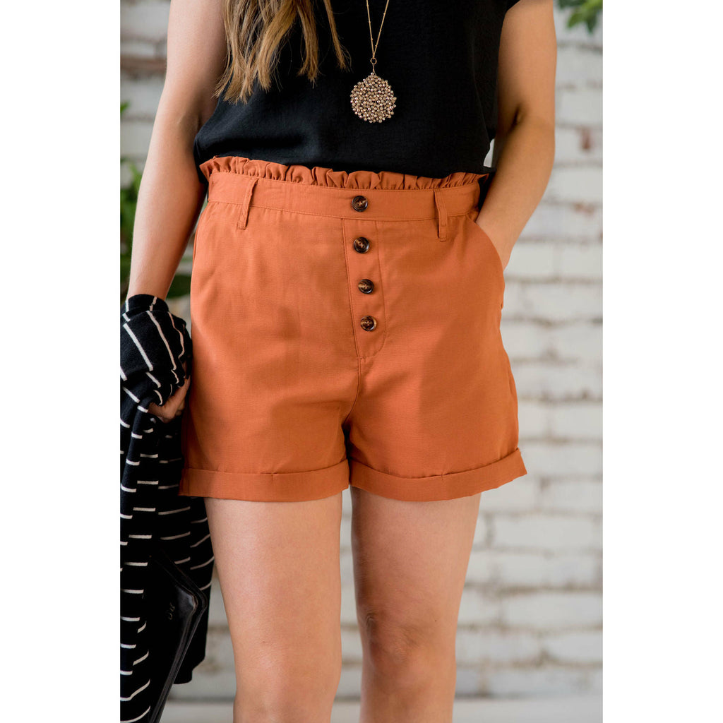 Four Button Paper Bag Shorts - Betsey's Boutique Shop