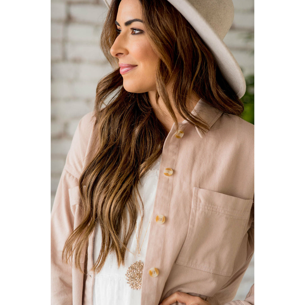 Side Slit Button Up Jacket - Betsey's Boutique Shop