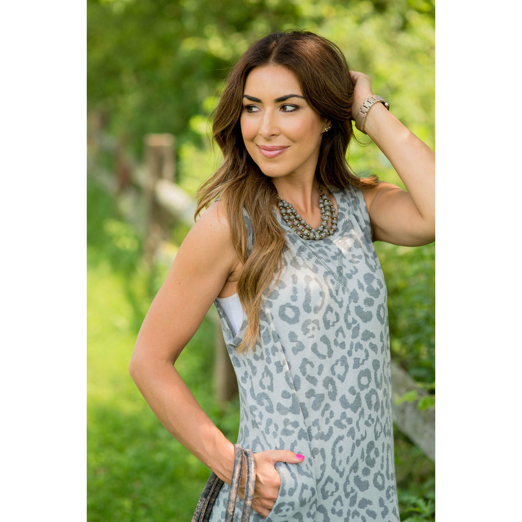 Leopard Raw Stitched Tank Midi - Betsey's Boutique Shop