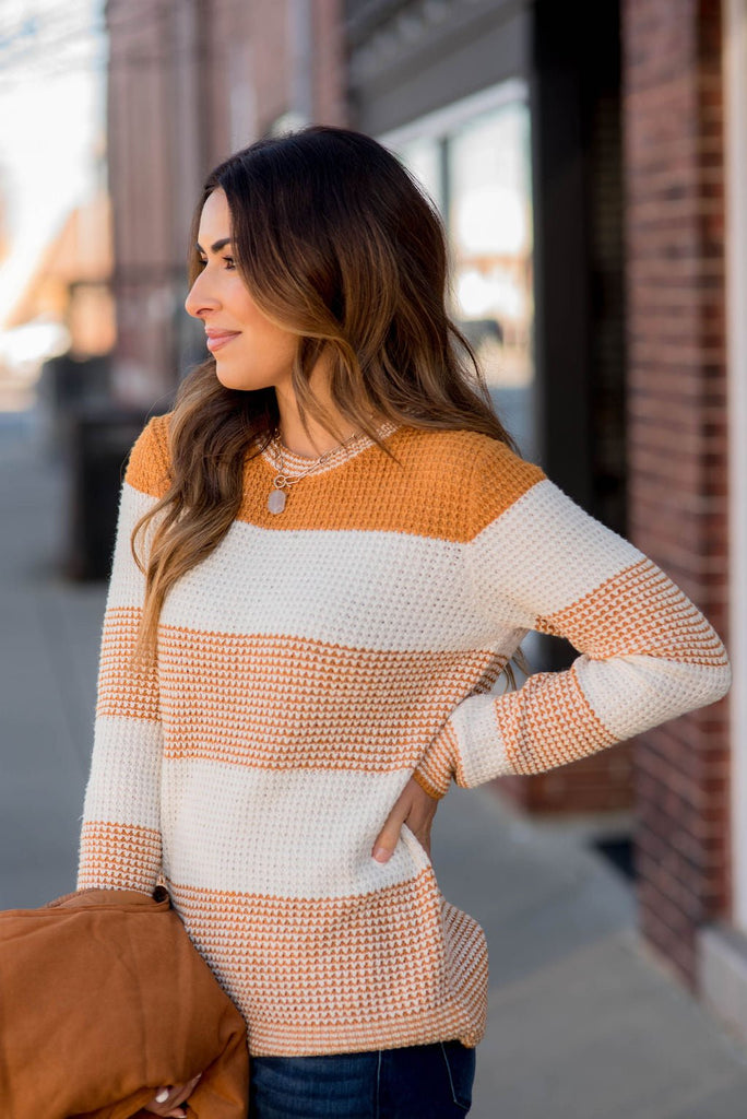 Knit Mixed Blocked Sweater - Betsey's Boutique Shop -