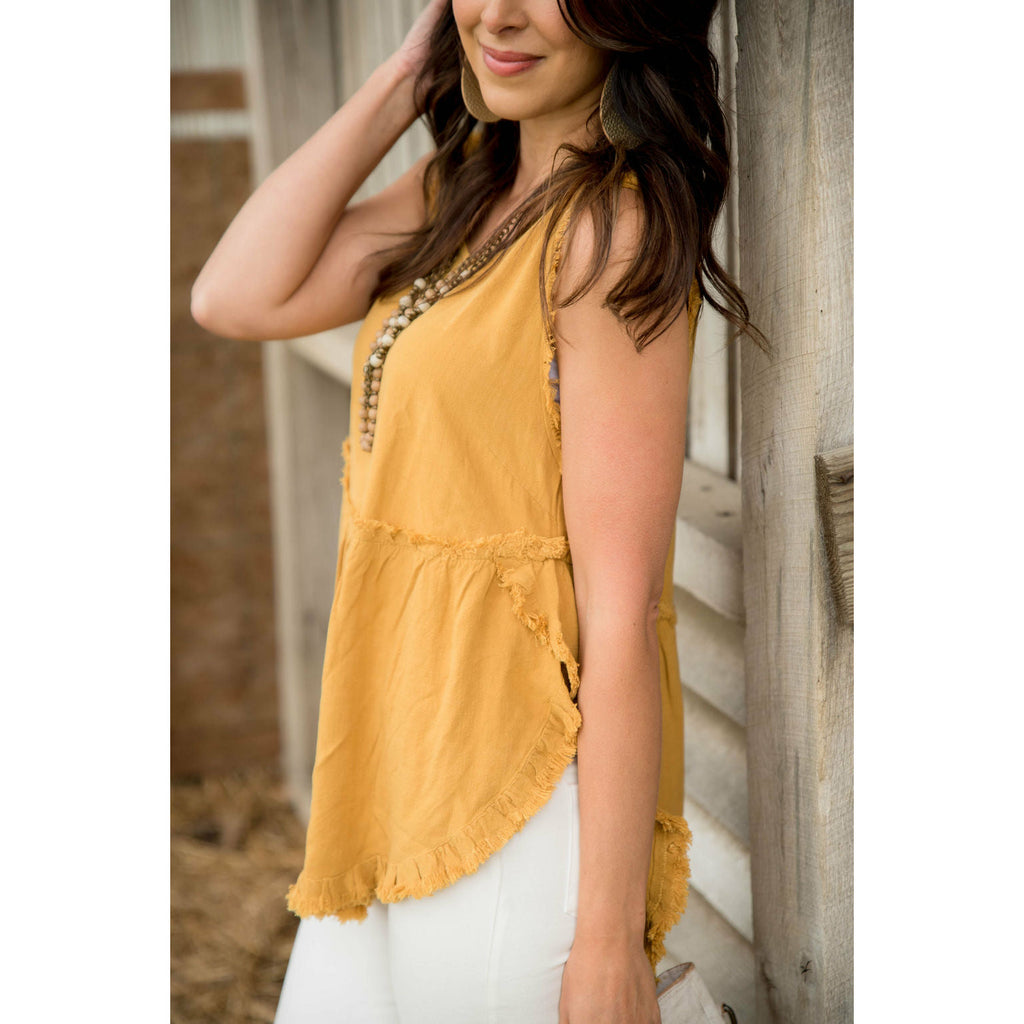 Fringe Detail Tank - Betsey's Boutique Shop