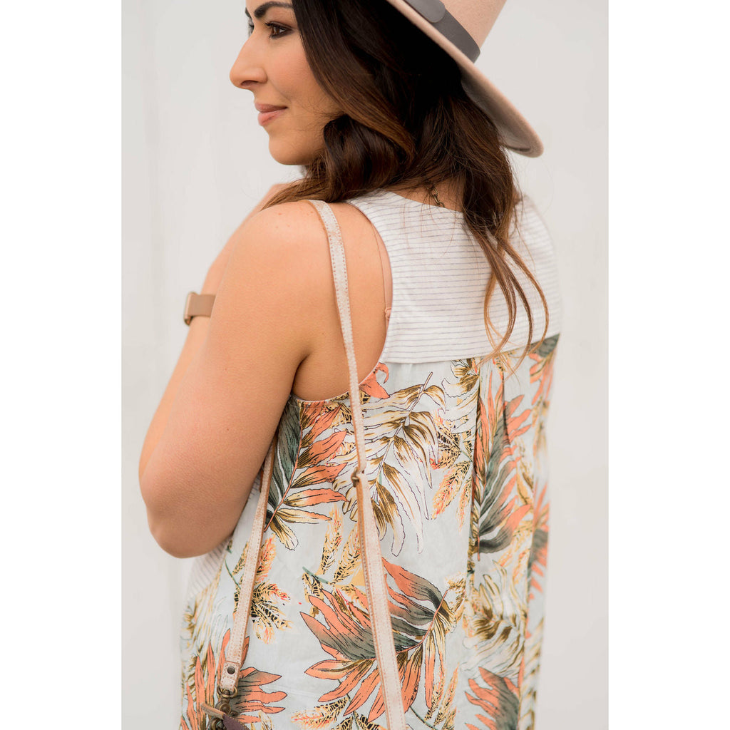 Palm Back Striped Front Tank - Betsey's Boutique Shop