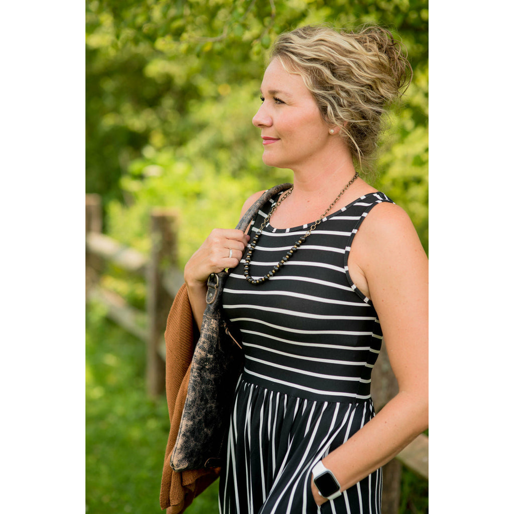 Striped Sleeveless Tank Dress - Betsey's Boutique Shop