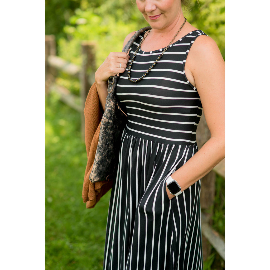 Striped Sleeveless Tank Dress - Betsey's Boutique Shop