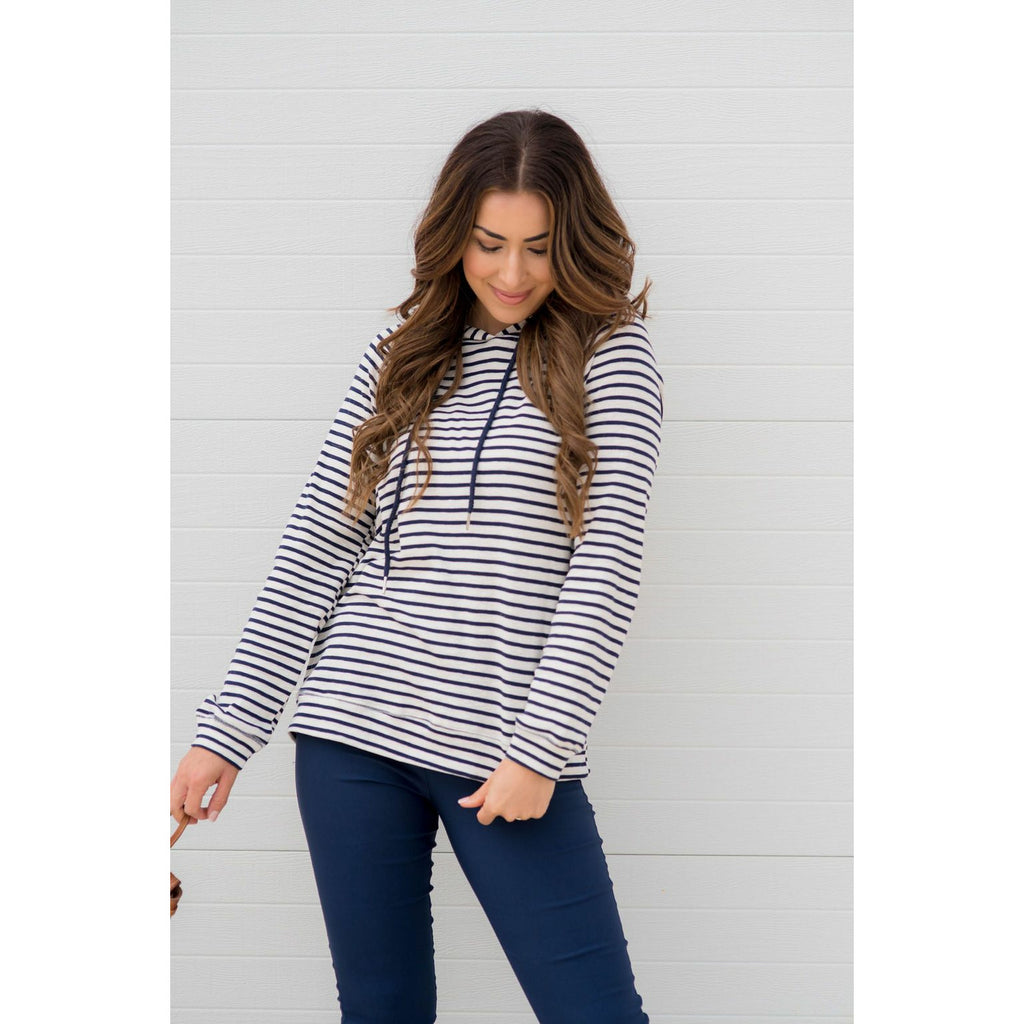 Striped Lightweight Game Day Hoodie - Betsey's Boutique Shop