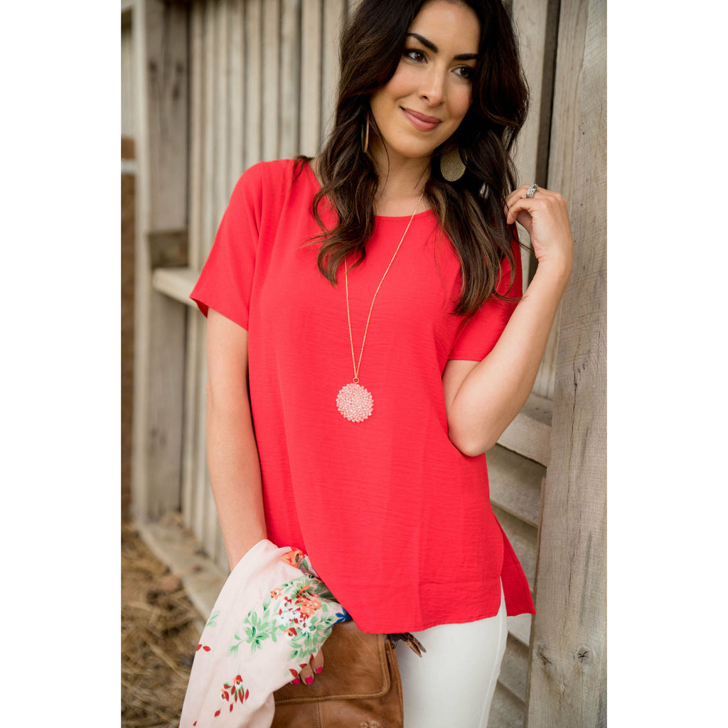 Side Slit Tee Blouse - Betsey's Boutique Shop