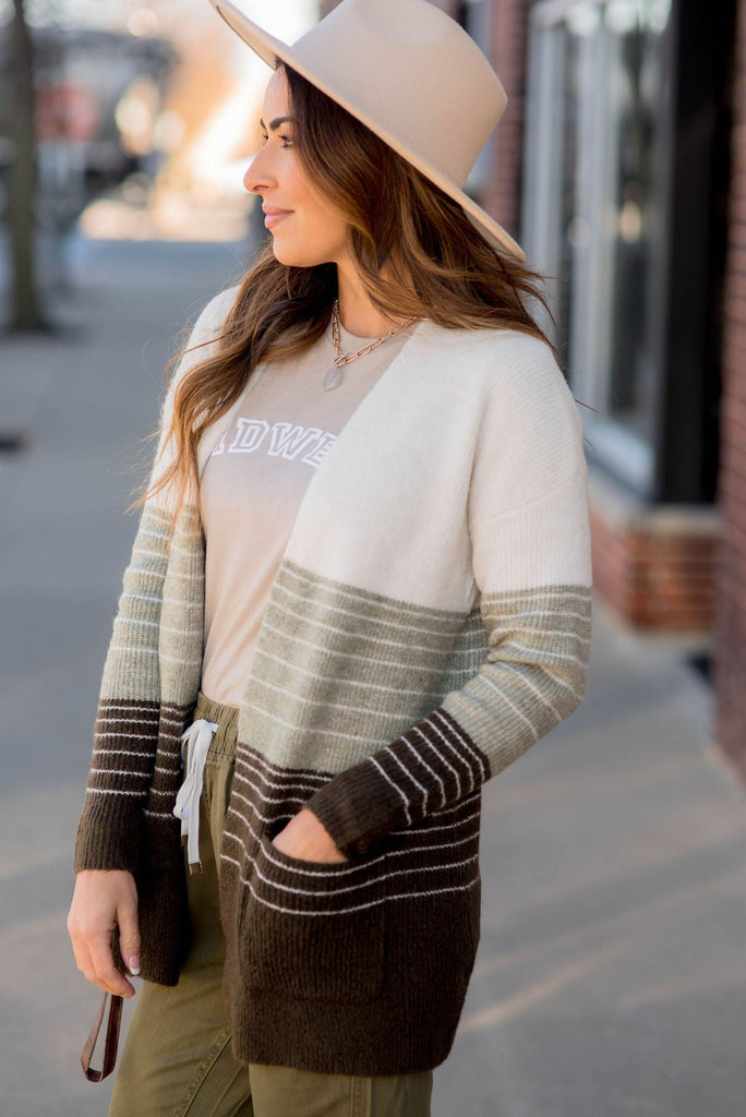 Ombre Blocked Stripe Cardigan - Betsey's Boutique Shop -