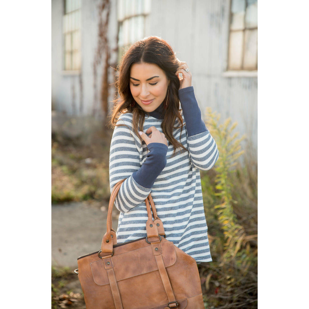 Thick Striped Side Zip Wrap Sweatshirt - Betsey's Boutique Shop