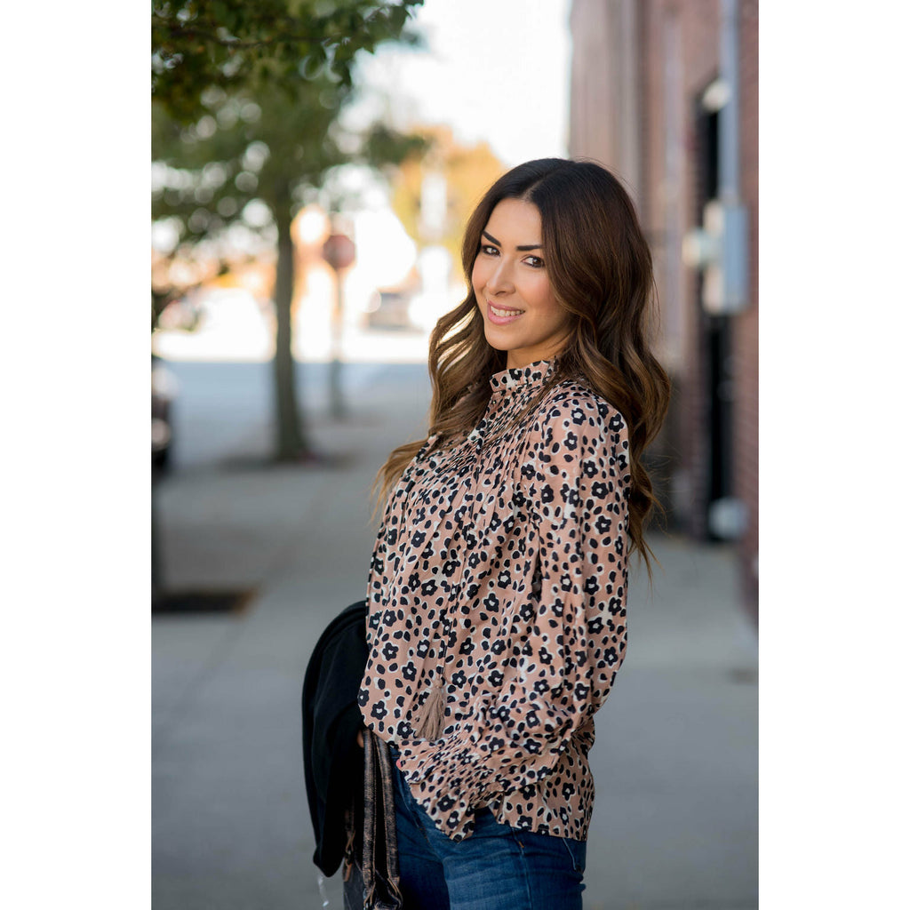 Journey with Leopards Tie Blouse - Betsey's Boutique Shop