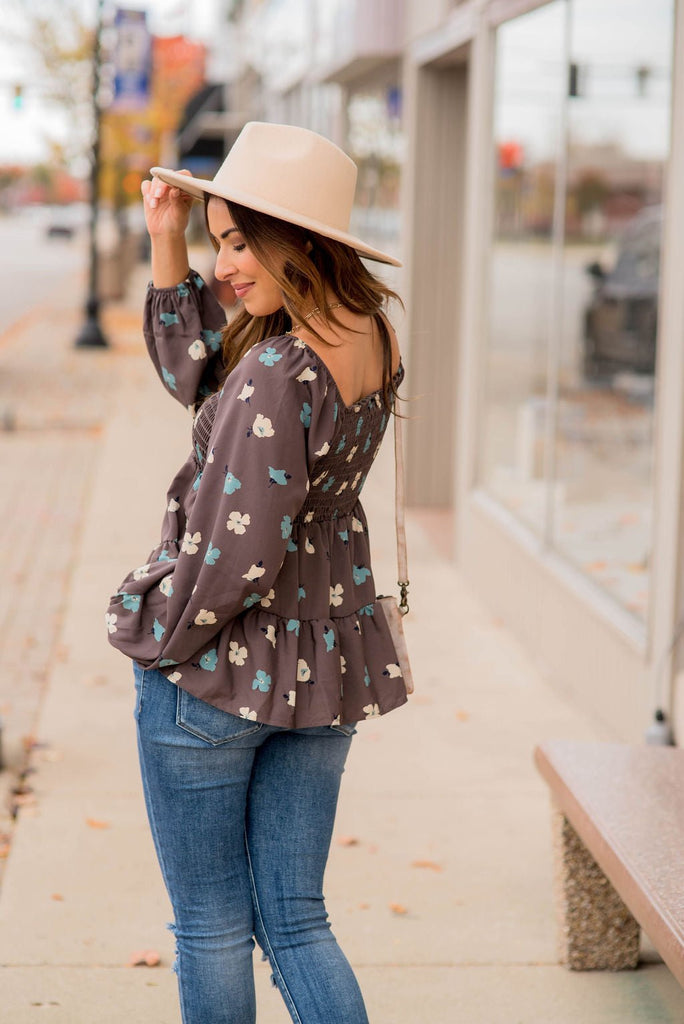 Blossoms Ruched Top Tiered Blouse - Betsey's Boutique Shop -