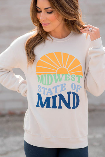 Midwest State Of Mind Graphic Crewneck - Betsey's Boutique Shop -