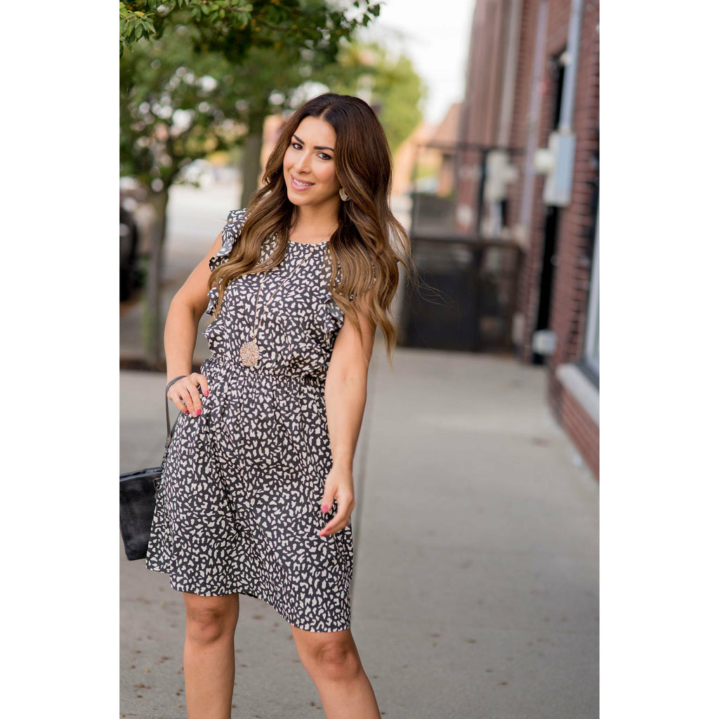 Chic & Classy Cheetah Ruffle Sleeve Dress - Betsey's Boutique Shop