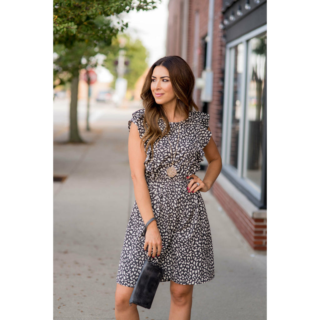 Chic & Classy Cheetah Ruffle Sleeve Dress - Betsey's Boutique Shop