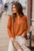Ruched Ruffle Shoulder Blouse