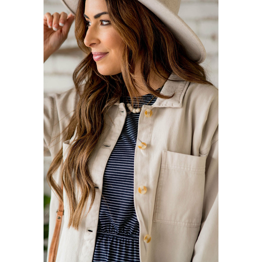 Side Slit Button Up Jacket - Betsey's Boutique Shop