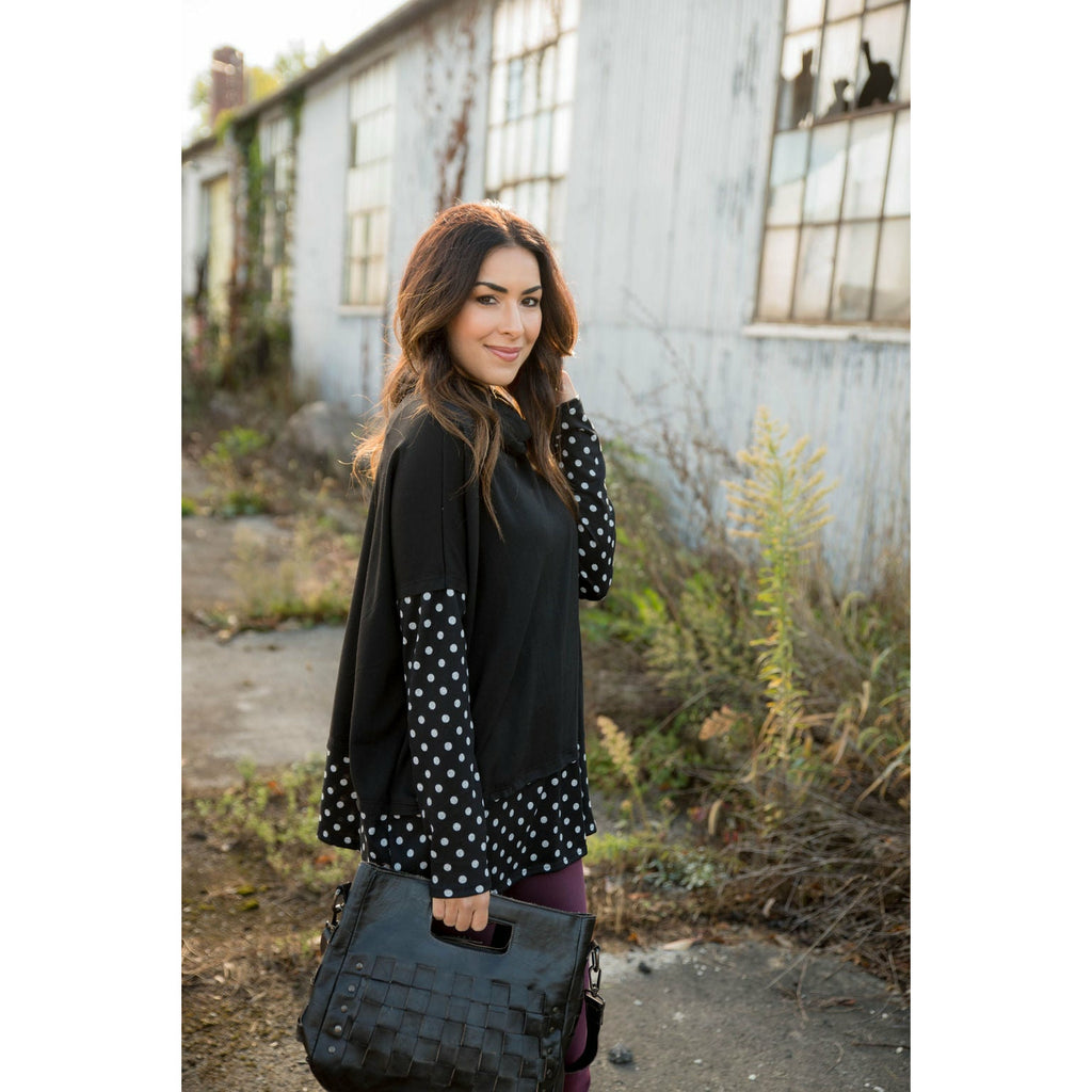 Touch of Polka Dot Cowl Neck - Betsey's Boutique Shop - Outerwear