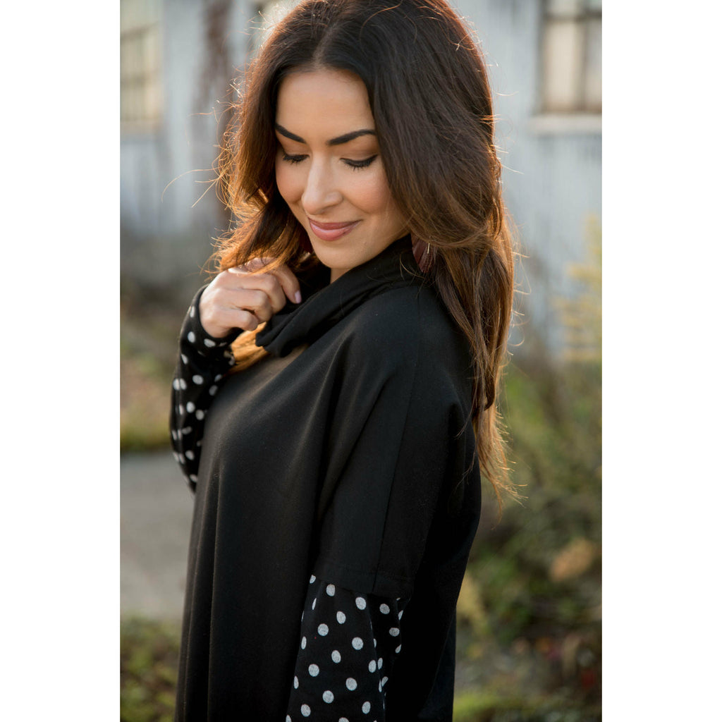 Touch of Polka Dot Cowl Neck - Betsey's Boutique Shop - Outerwear