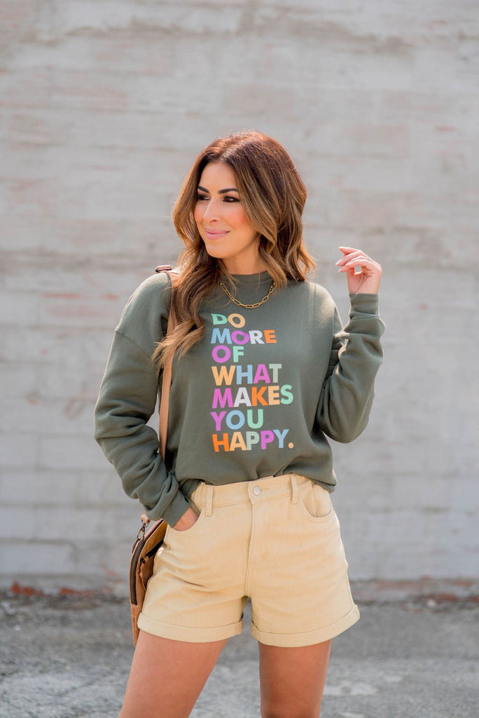 What Makes You Happy Graphic Crewneck - Betsey's Boutique Shop -