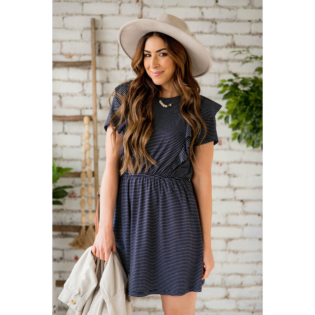 Stripe Ruffle Accent Dress - Betsey's Boutique Shop