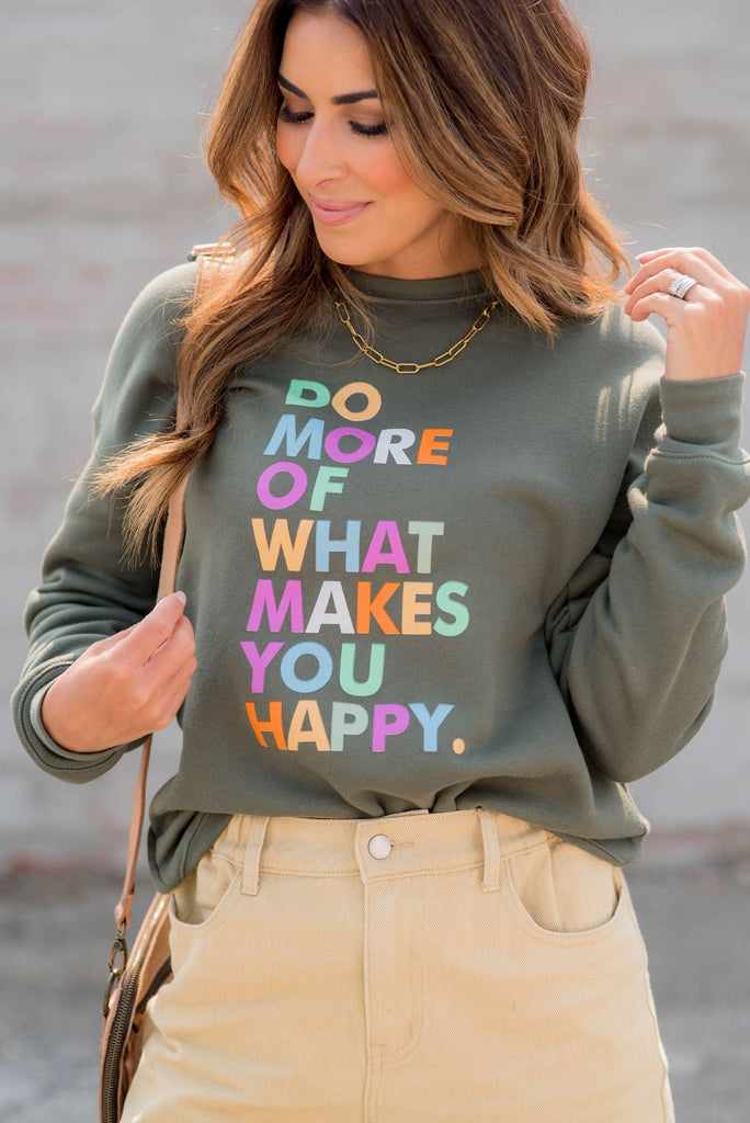 What Makes You Happy Graphic Crewneck - Betsey's Boutique Shop -