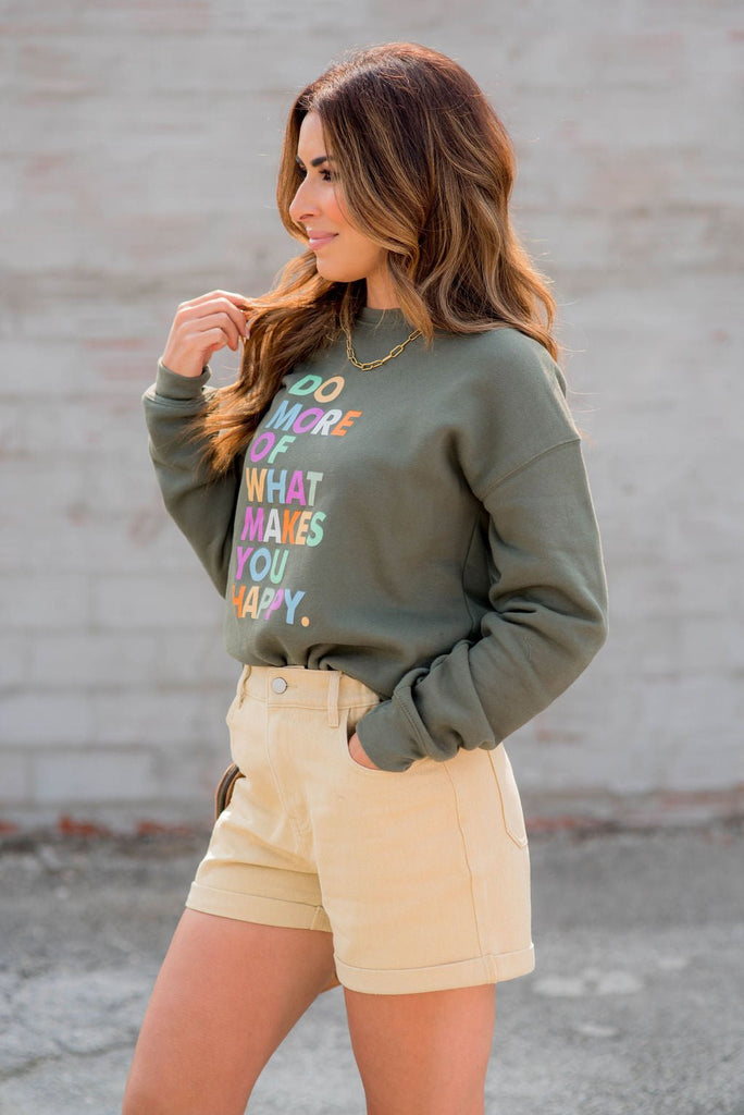 What Makes You Happy Graphic Crewneck - Betsey's Boutique Shop -