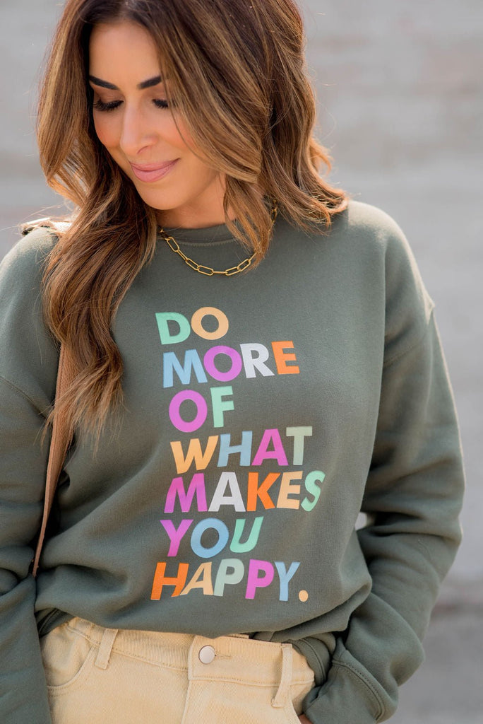 What Makes You Happy Graphic Crewneck - Betsey's Boutique Shop -