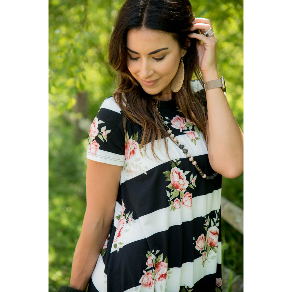 Striped Floral Dress - Betsey's Boutique Shop