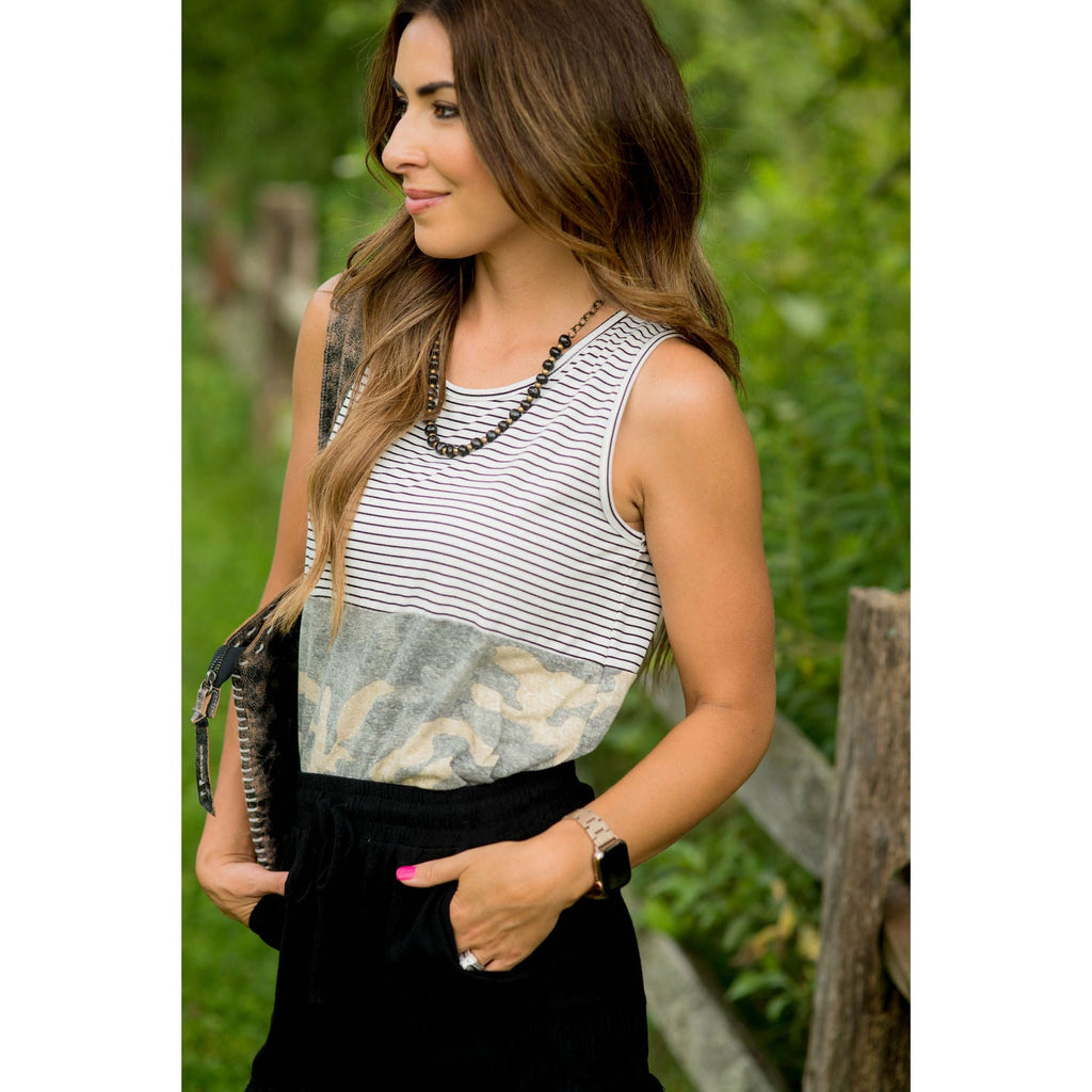 Camo Blocked Tank - Betsey's Boutique Shop