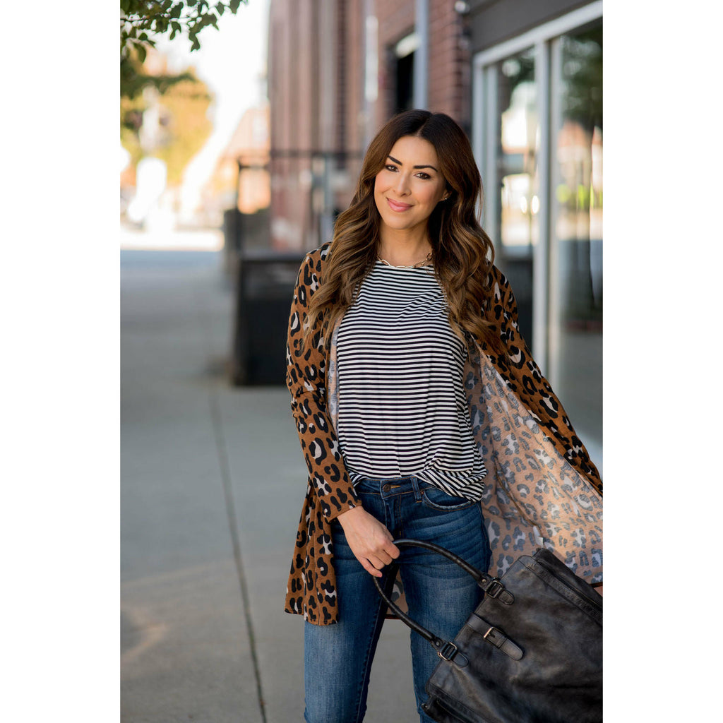 Leopard Print Tunic Cardigan - Betsey's Boutique Shop