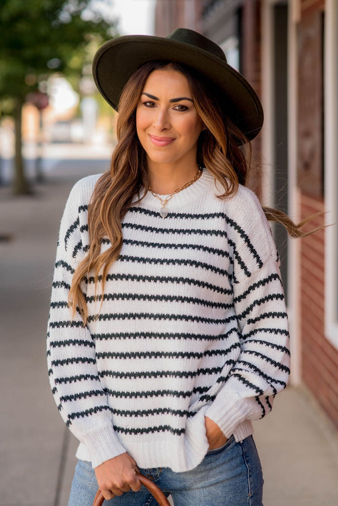 Zig Zag Striped Sweater - Betsey's Boutique Shop -