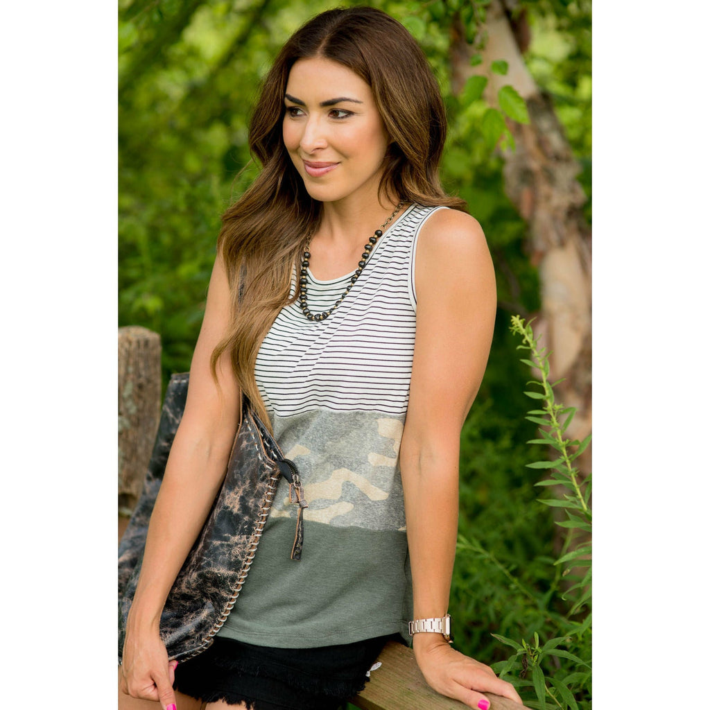 Camo Blocked Tank - Betsey's Boutique Shop